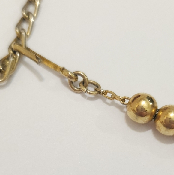 Vintage Napier Gold Tone Bead on Chain Choker Necklace 14"-16" long - Picture 7 of 9